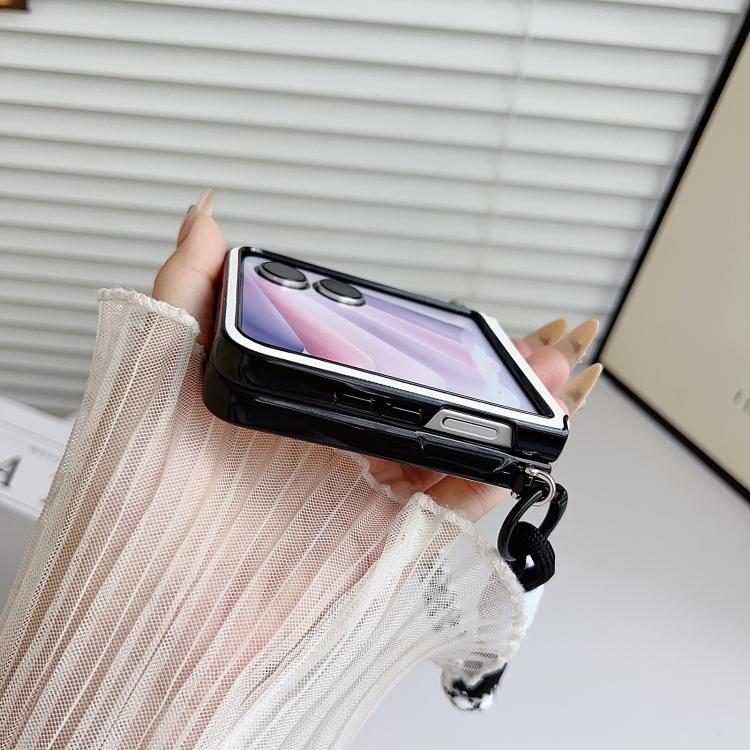 For Honor Magic V Flip 2 Side Buckle MagSafe Leather Texture Phone Case with Strap / Holder
