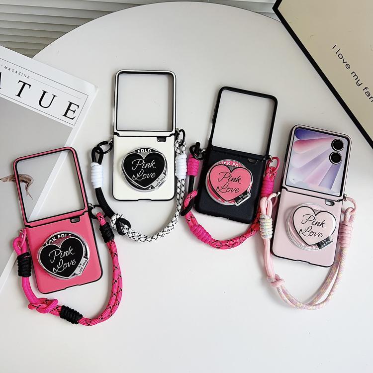 For Honor Magic V Flip 2 Side Buckle MagSafe Leather Texture Phone Case with Strap / Holder