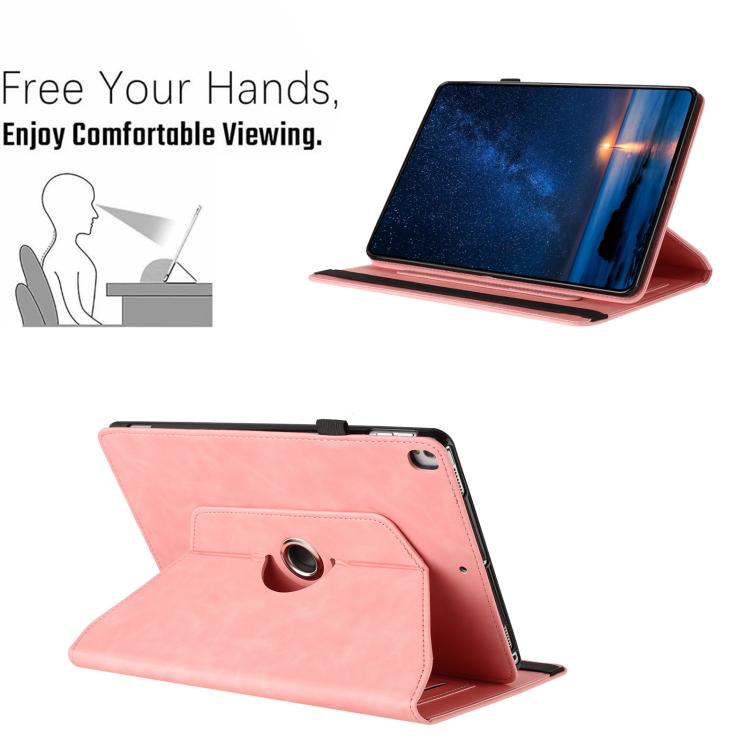 For iPad 10.2 2020 / 2019 / 10.5 2019 Solid Color Rotation Holder Leather Smart Tablet Case