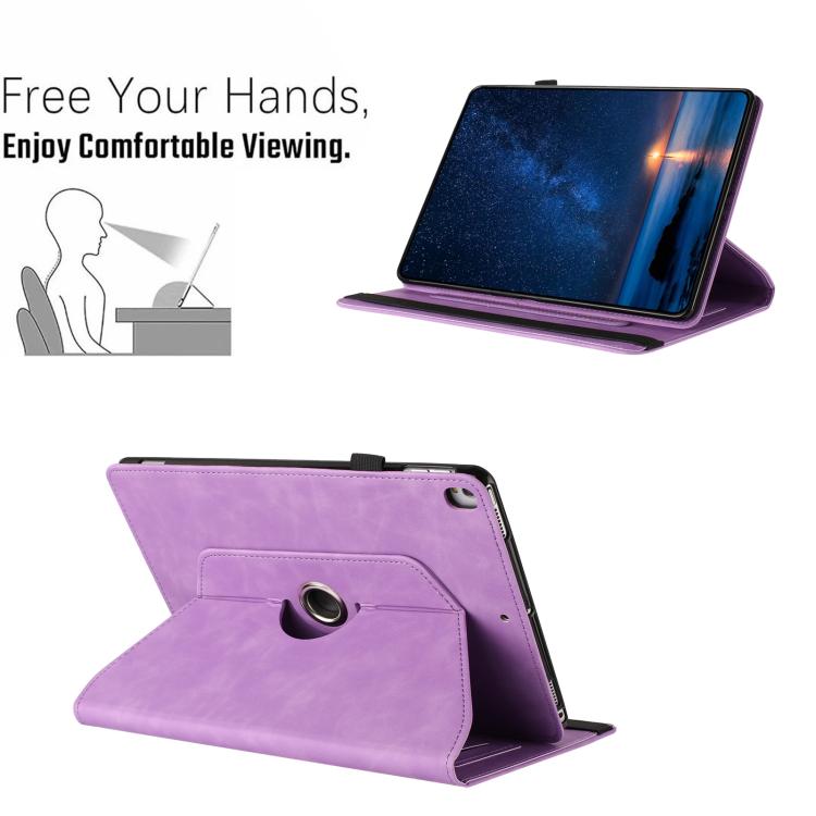 For iPad 10.2 2020 / 2019 / 10.5 2019 Solid Color Rotation Holder Leather Smart Tablet Case
