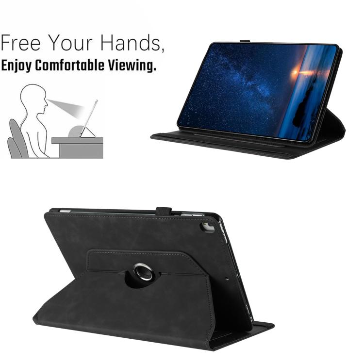 For iPad 10.2 2020 / 2019 / 10.5 2019 Solid Color Rotation Holder Leather Smart Tablet Case