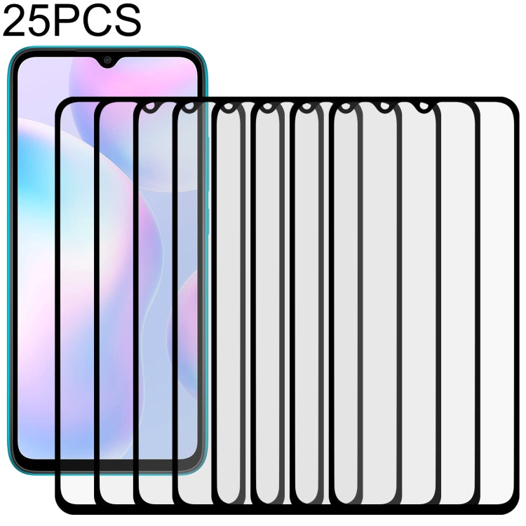 For Xiaomi Redmi 9i 25 PCS Full Glue Full Screen Tempered Glass Film
