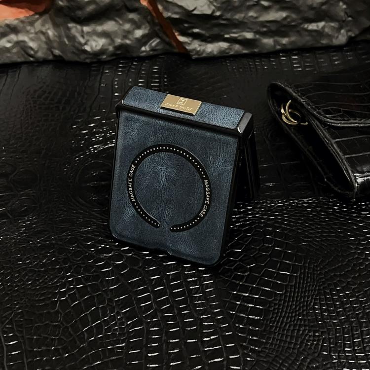 For Motorola Razr 50 / 60 Three Parts Crazy Horse Pattern Nameplate MagSafe Magnetic Phone Case