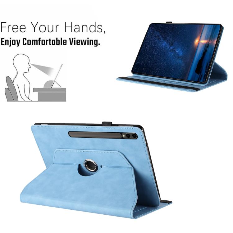 For Samsung Galaxy Tab S10 FE / S9 Solid Color Rotation Holder Leather Smart Tablet Case