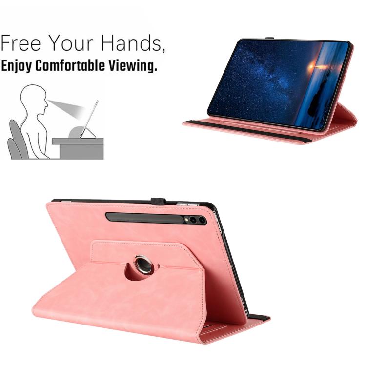 For Samsung Galaxy Tab S10 FE / S9 Solid Color Rotation Holder Leather Smart Tablet Case