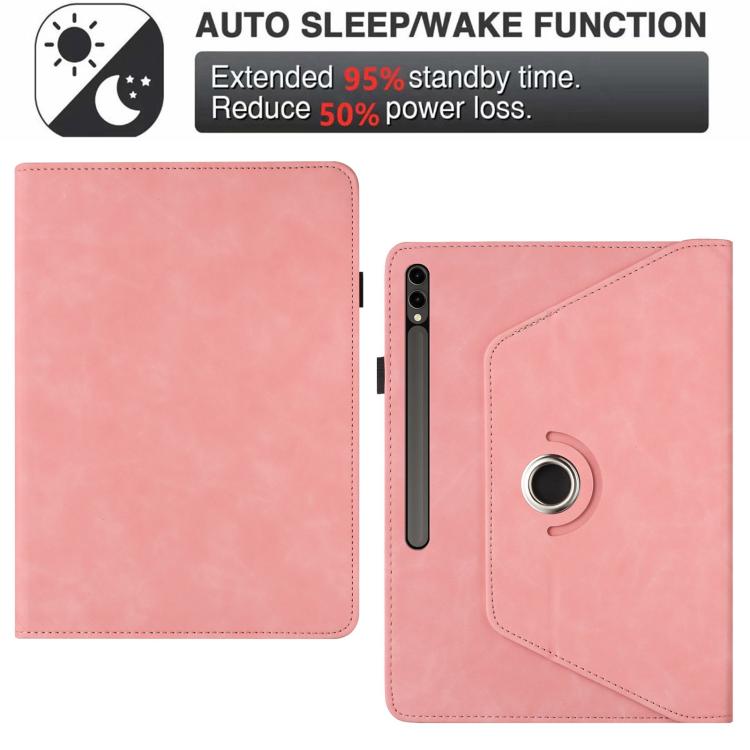For Samsung Galaxy Tab S10 FE / S9 Solid Color Rotation Holder Leather Smart Tablet Case