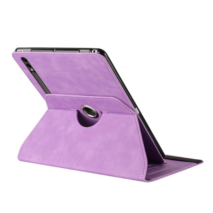 For Samsung Galaxy Tab S10 FE / S9 Solid Color Rotation Holder Leather Smart Tablet Case