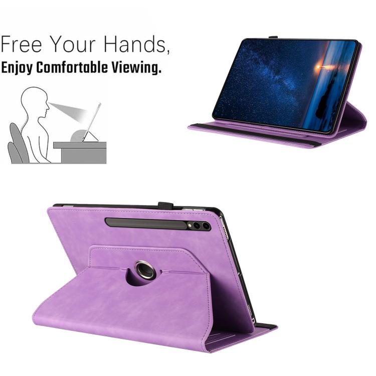 For Samsung Galaxy Tab S10 FE / S9 Solid Color Rotation Holder Leather Smart Tablet Case