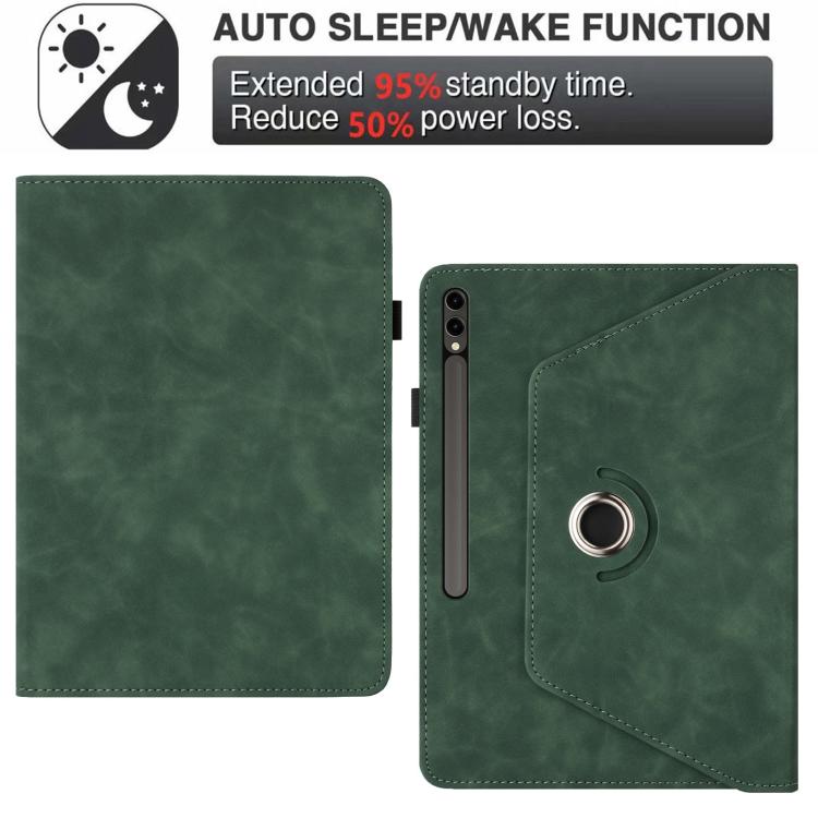 For Samsung Galaxy Tab S10 FE / S9 Solid Color Rotation Holder Leather Smart Tablet Case
