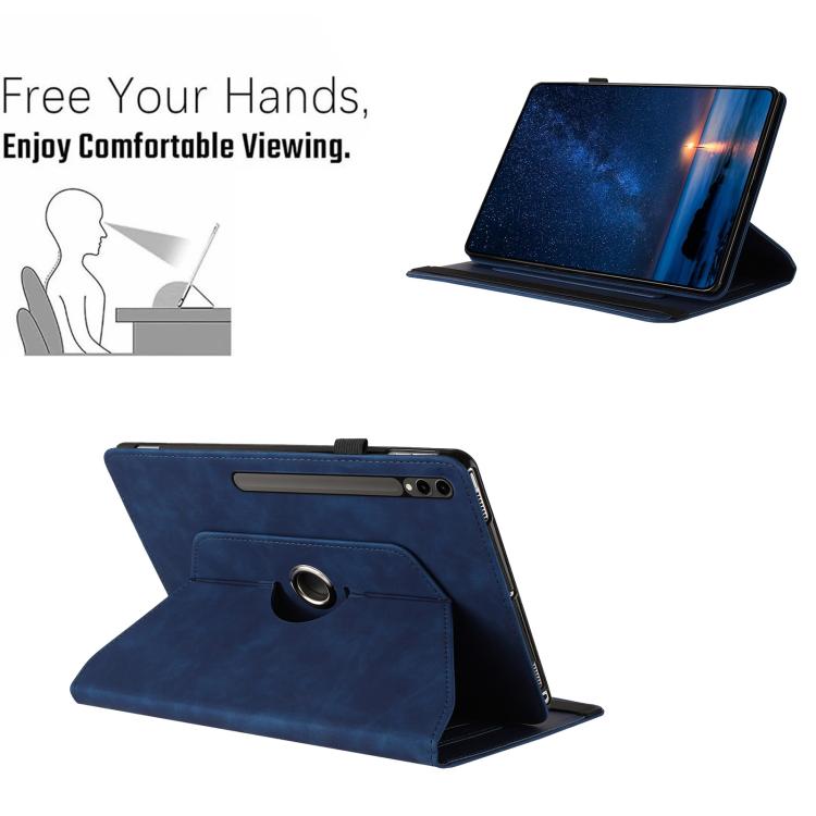 For Samsung Galaxy Tab S10 FE / S9 Solid Color Rotation Holder Leather Smart Tablet Case
