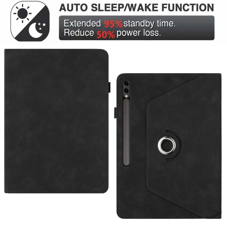 For Samsung Galaxy Tab S10 FE / S9 Solid Color Rotation Holder Leather Smart Tablet Case