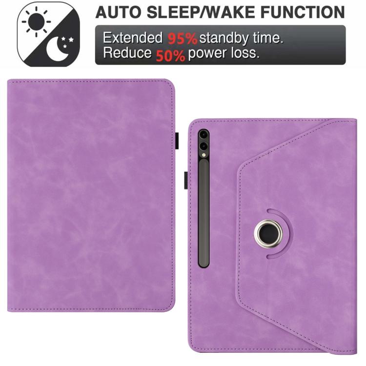 For Samsung Galaxy Tab S10+ / S9 FE+ Solid Color Rotation Holder Leather Smart Tablet Case