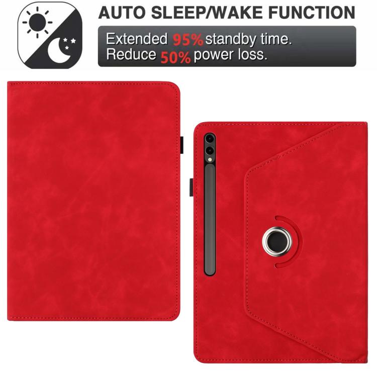 For Samsung Galaxy Tab S10+ / S9 FE+ Solid Color Rotation Holder Leather Smart Tablet Case