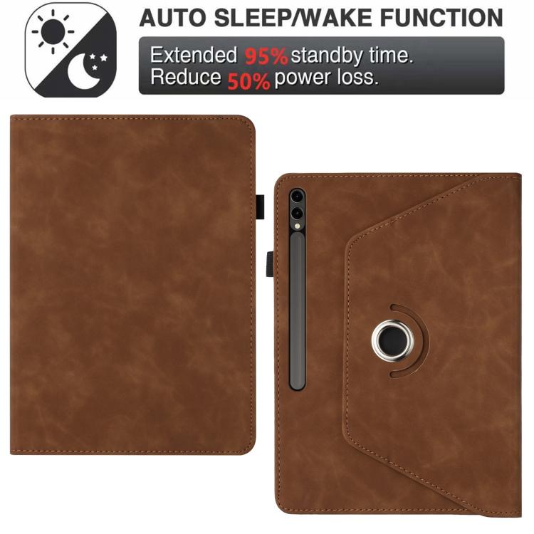 For Samsung Galaxy Tab S10+ / S9 FE+ Solid Color Rotation Holder Leather Smart Tablet Case
