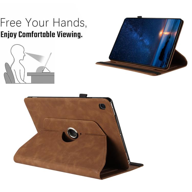 For Samsung Galaxy Tab A 10.1 2019 Solid Color Rotation Holder Leather Tablet Case