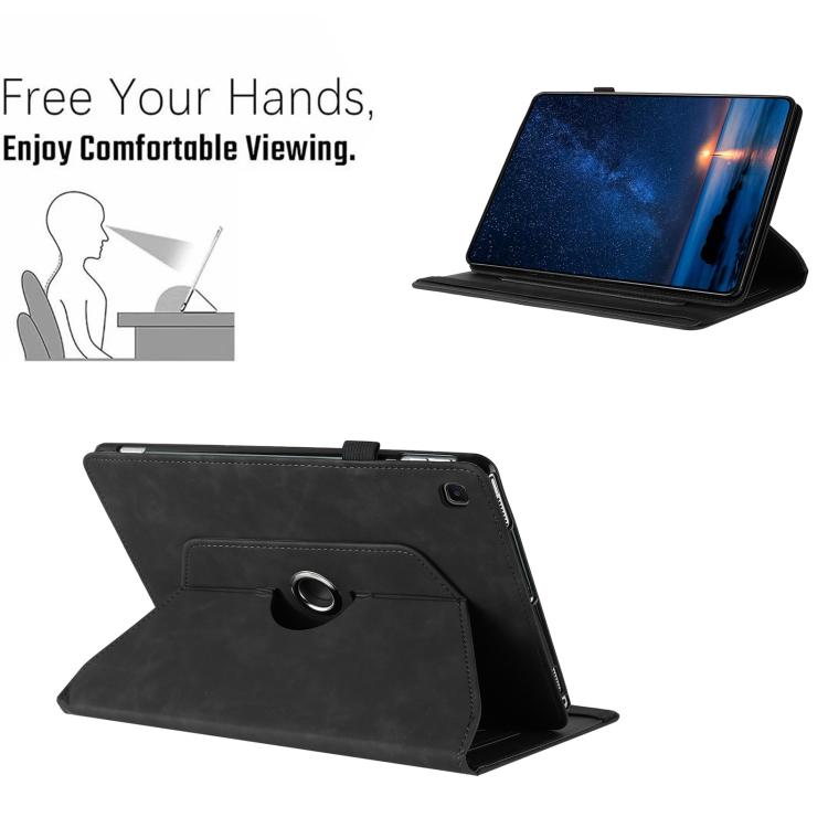 For Samsung Galaxy Tab A 10.1 2019 Solid Color Rotation Holder Leather Tablet Case