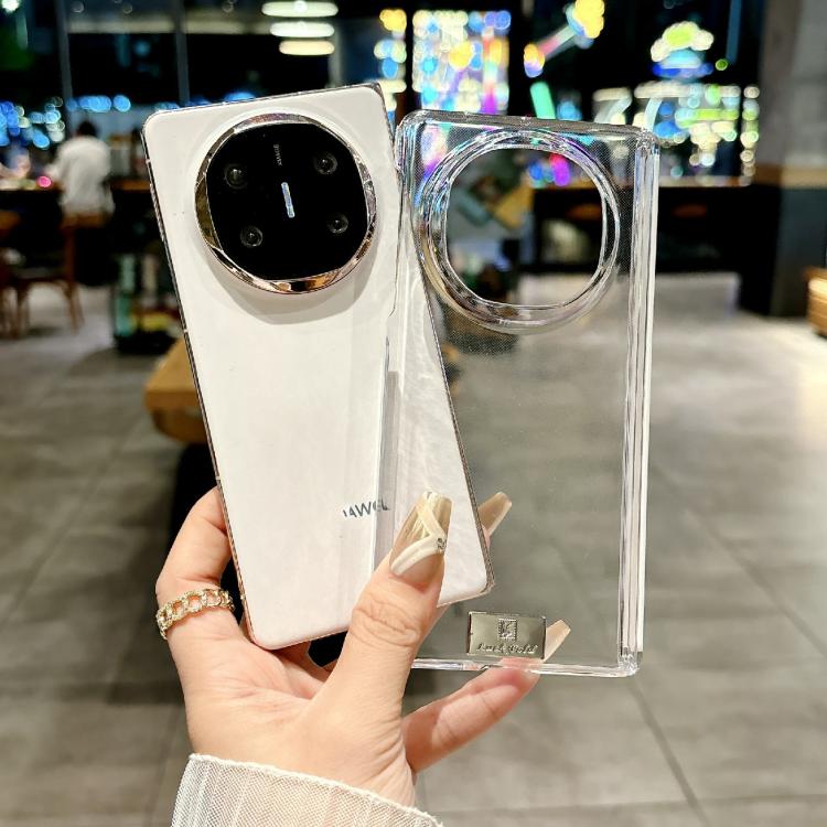 For Huawei Mate X6 Transparent PC Dual Axis Nameplate Shockproof Phone Case