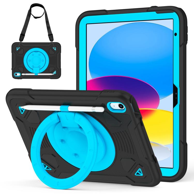 For iPad 2025 / 2022 Space Planet Ring Holder Silicone Hydric PC Tablet Case with Shoulder Strap