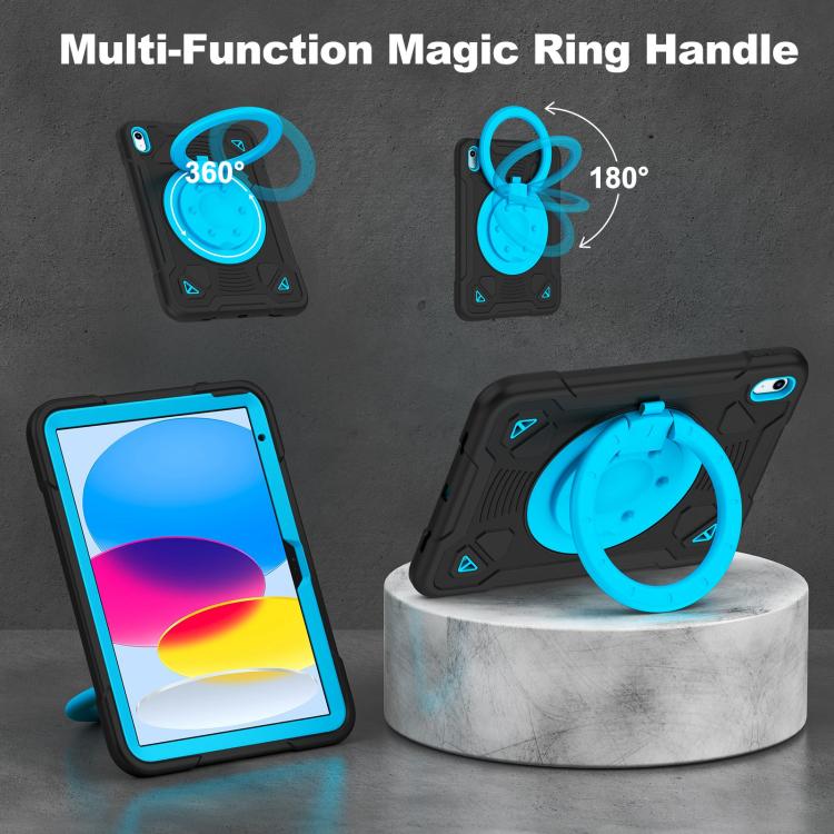 For iPad 2025 / 2022 Space Planet Ring Holder Silicone Hydric PC Tablet Case with Shoulder Strap
