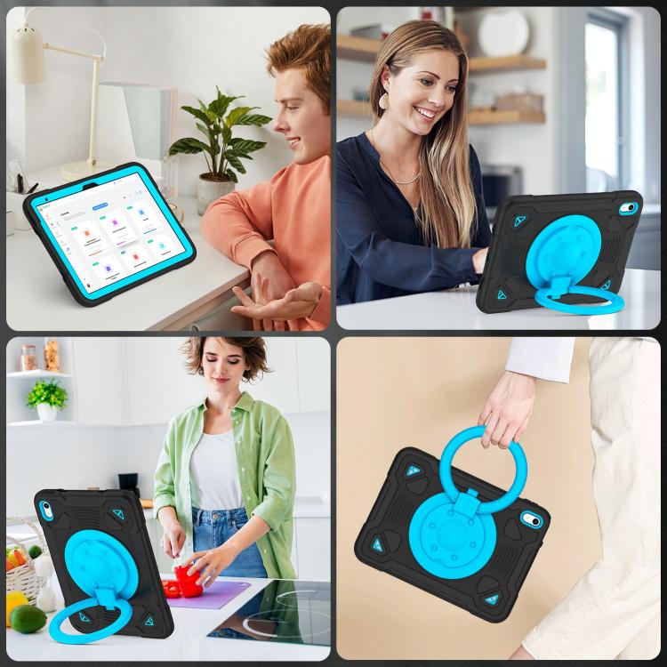 For iPad 2025 / 2022 Space Planet Ring Holder Silicone Hydric PC Tablet Case with Shoulder Strap