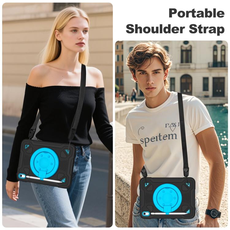 For iPad 2025 / 2022 Space Planet Ring Holder Silicone Hydric PC Tablet Case with Shoulder Strap