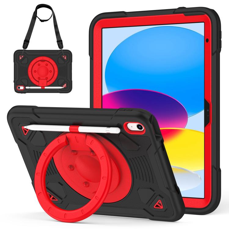 For iPad 2025 / 2022 Space Planet Ring Holder Silicone Hydric PC Tablet Case with Shoulder Strap