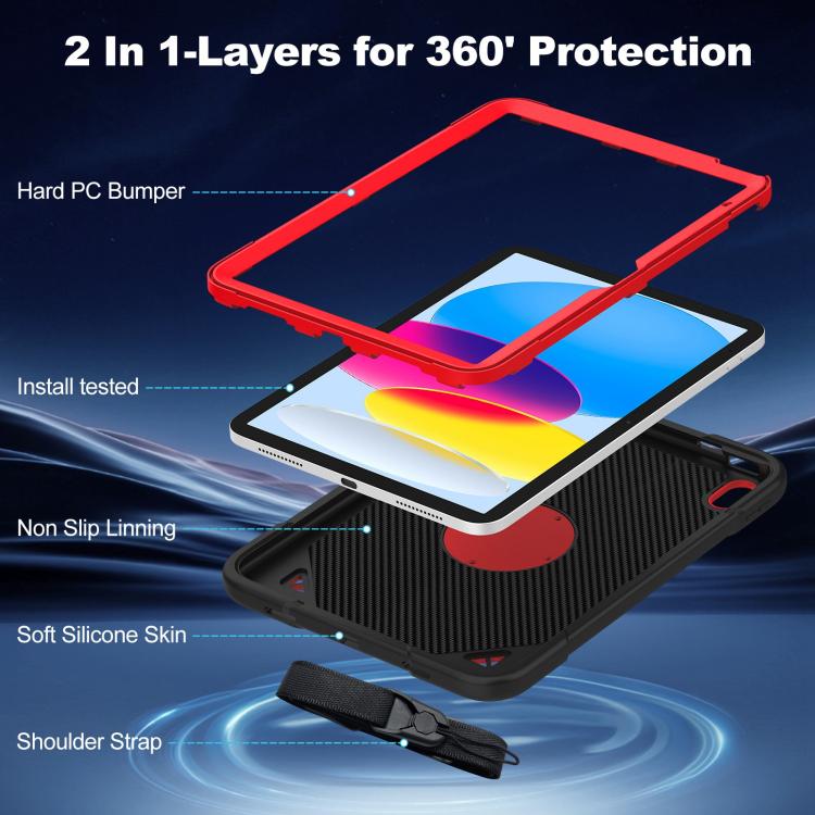 For iPad 2025 / 2022 Space Planet Ring Holder Silicone Hydric PC Tablet Case with Shoulder Strap