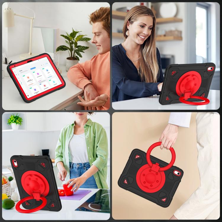 For iPad 2025 / 2022 Space Planet Ring Holder Silicone Hydric PC Tablet Case with Shoulder Strap