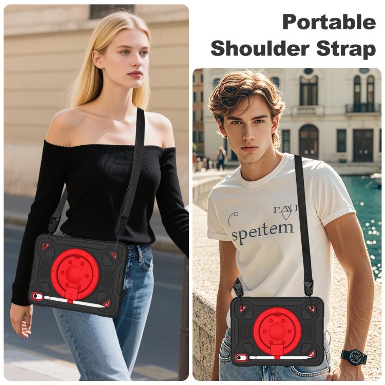 For iPad 2025 / 2022 Space Planet Ring Holder Silicone Hydric PC Tablet Case with Shoulder Strap