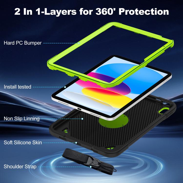 For iPad 2025 / 2022 Space Planet Ring Holder Silicone Hydric PC Tablet Case with Shoulder Strap