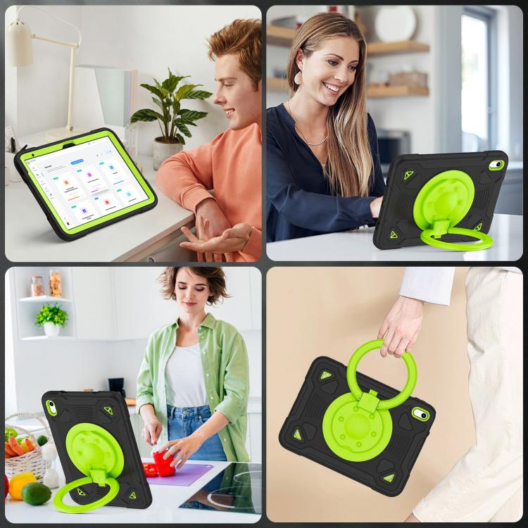 For iPad 2025 / 2022 Space Planet Ring Holder Silicone Hydric PC Tablet Case with Shoulder Strap