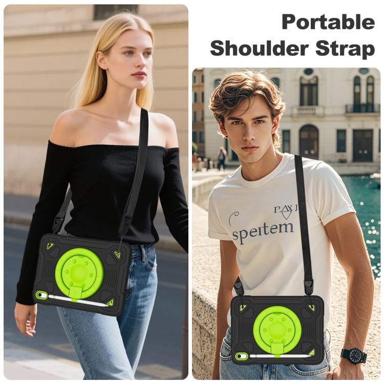 For iPad 2025 / 2022 Space Planet Ring Holder Silicone Hydric PC Tablet Case with Shoulder Strap