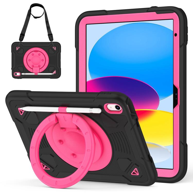 For iPad 2025 / 2022 Space Planet Ring Holder Silicone Hydric PC Tablet Case with Shoulder Strap