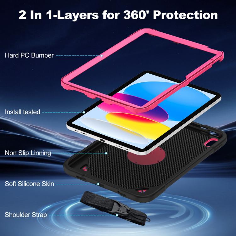 For iPad 2025 / 2022 Space Planet Ring Holder Silicone Hydric PC Tablet Case with Shoulder Strap