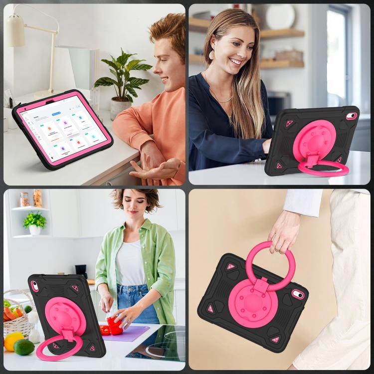 For iPad 2025 / 2022 Space Planet Ring Holder Silicone Hydric PC Tablet Case with Shoulder Strap