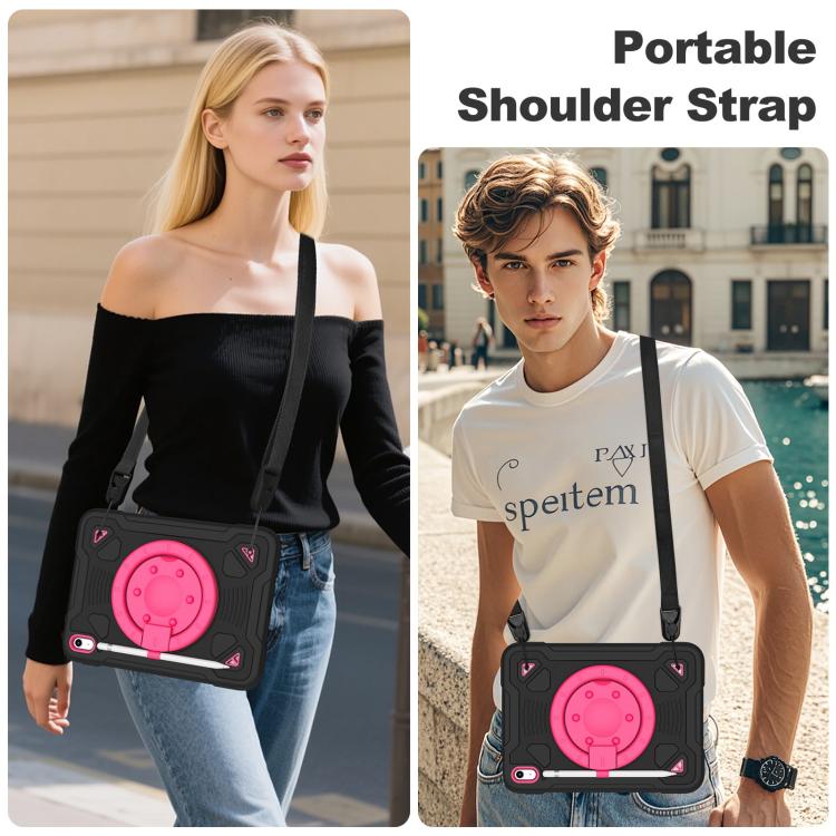 For iPad 2025 / 2022 Space Planet Ring Holder Silicone Hydric PC Tablet Case with Shoulder Strap