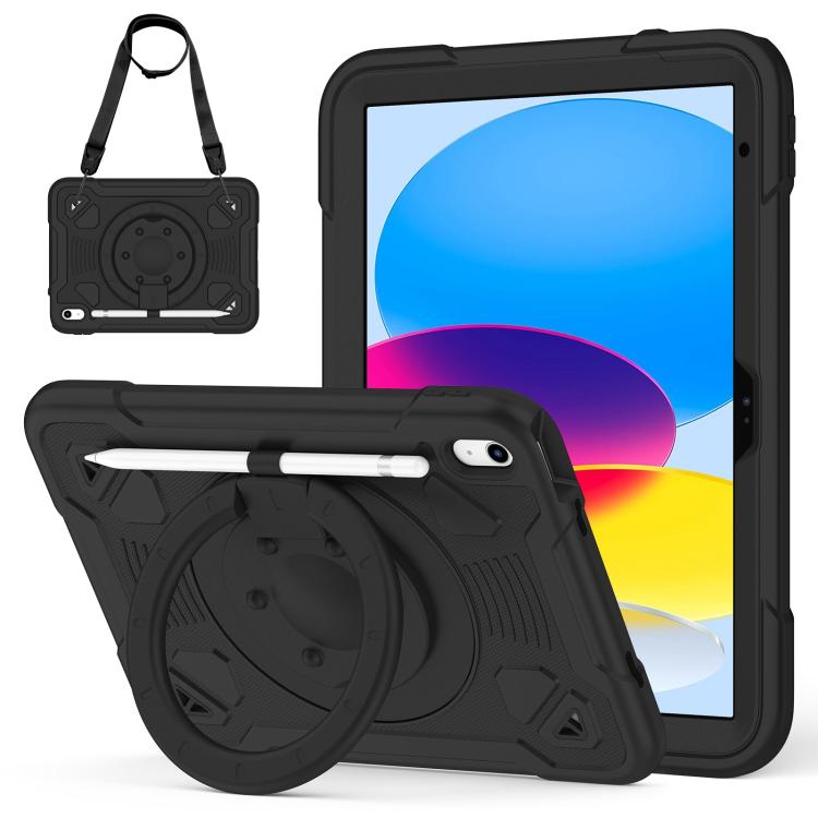 For iPad 2025 / 2022 Space Planet Ring Holder Silicone Hydric PC Tablet Case with Shoulder Strap