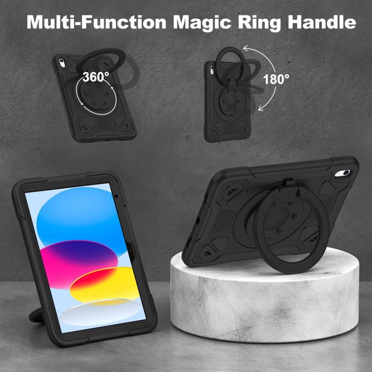 For iPad 2025 / 2022 Space Planet Ring Holder Silicone Hydric PC Tablet Case with Shoulder Strap