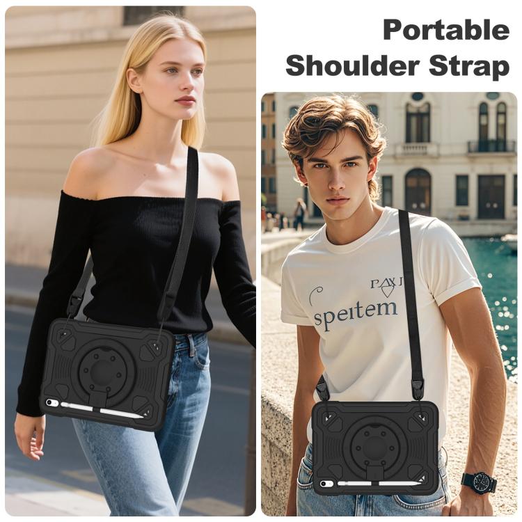 For iPad 2025 / 2022 Space Planet Ring Holder Silicone Hydric PC Tablet Case with Shoulder Strap