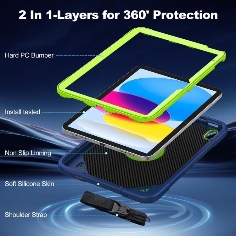 For iPad 2025 / 2022 Space Planet Ring Holder Silicone Hydric PC Tablet Case with Shoulder Strap