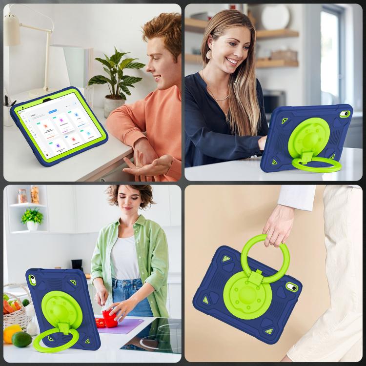 For iPad 2025 / 2022 Space Planet Ring Holder Silicone Hydric PC Tablet Case with Shoulder Strap