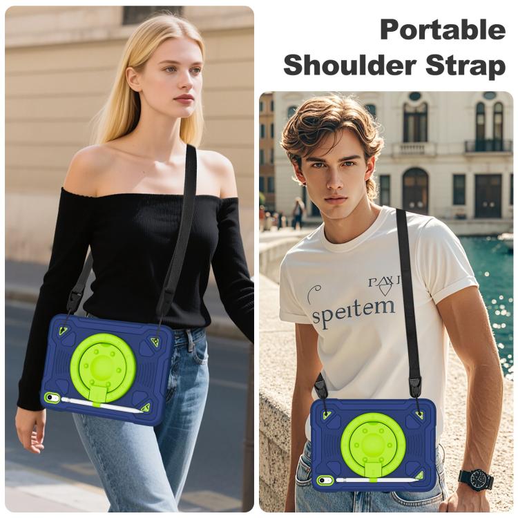 For iPad 2025 / 2022 Space Planet Ring Holder Silicone Hydric PC Tablet Case with Shoulder Strap