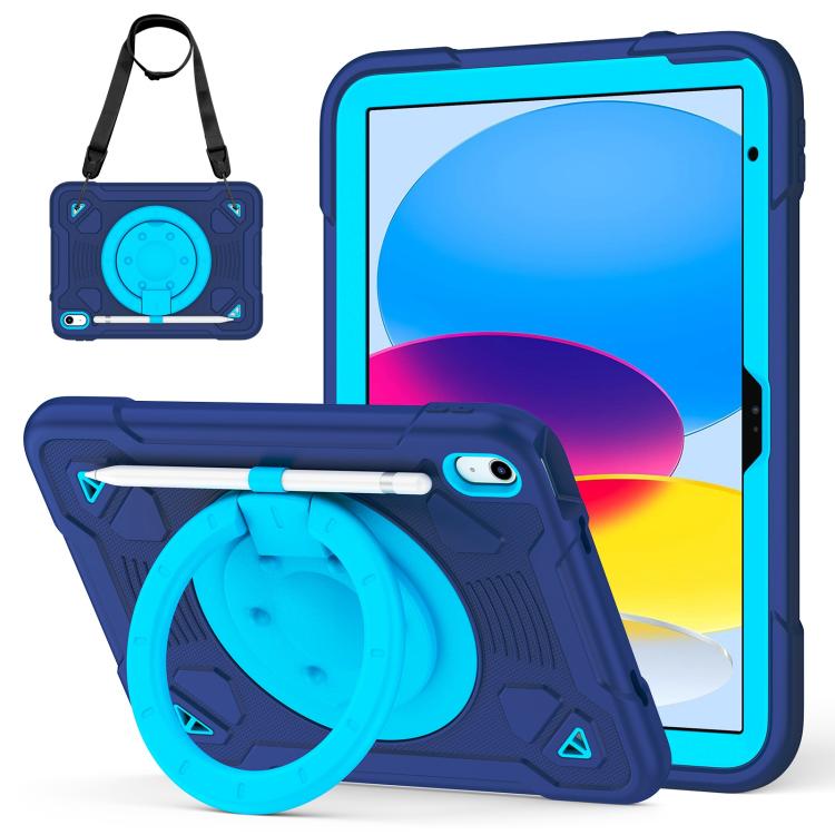 For iPad 2025 / 2022 Space Planet Ring Holder Silicone Hydric PC Tablet Case with Shoulder Strap