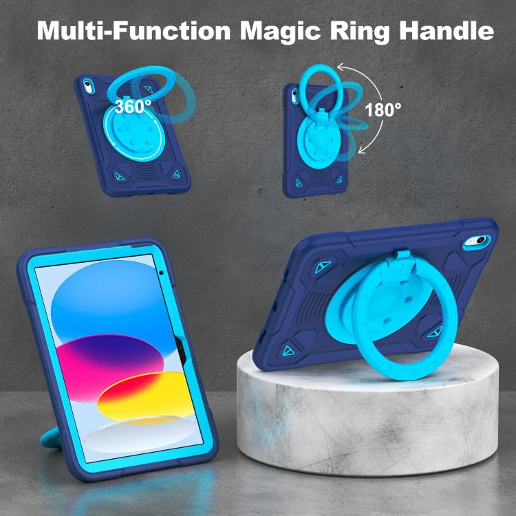 For iPad 2025 / 2022 Space Planet Ring Holder Silicone Hydric PC Tablet Case with Shoulder Strap