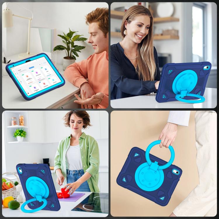 For iPad 2025 / 2022 Space Planet Ring Holder Silicone Hydric PC Tablet Case with Shoulder Strap