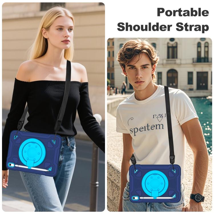 For iPad 2025 / 2022 Space Planet Ring Holder Silicone Hydric PC Tablet Case with Shoulder Strap