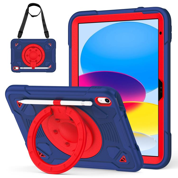 For iPad 2025 / 2022 Space Planet Ring Holder Silicone Hydric PC Tablet Case with Shoulder Strap