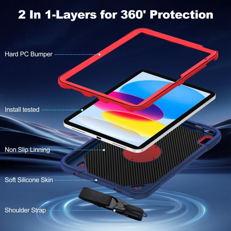 For iPad 2025 / 2022 Space Planet Ring Holder Silicone Hydric PC Tablet Case with Shoulder Strap