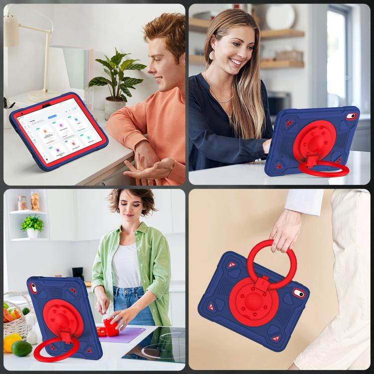 For iPad 2025 / 2022 Space Planet Ring Holder Silicone Hydric PC Tablet Case with Shoulder Strap
