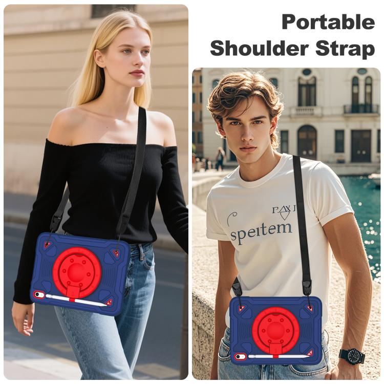 For iPad 2025 / 2022 Space Planet Ring Holder Silicone Hydric PC Tablet Case with Shoulder Strap